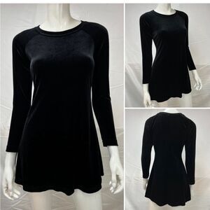 🖤 MODA INTERNATIONAL black velvet LONG SLEEVE. Stretchy DRESS 🖤